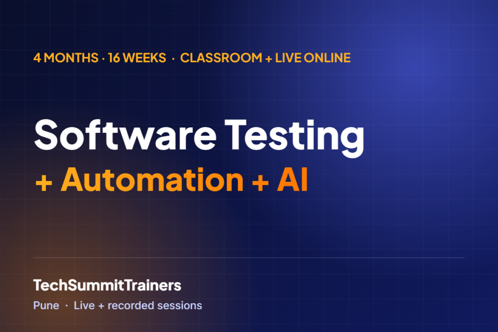 Software Testing + Automation + AI course at TechSummit Trainers, Pune